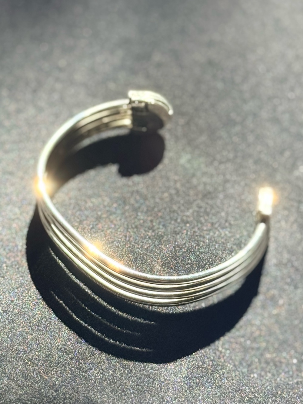 Elegant Silver Three-Band Cuff Bracelet - Women's Jewelry